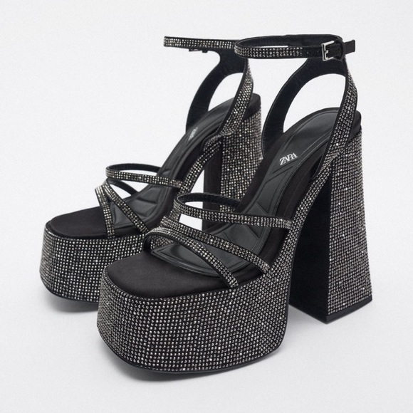 Zara Shoes - ✨SALE✨ ZARA RHINESTONE CHUNKY HIGH HEELED PLATFORM SANDALS ✨SALE✨
